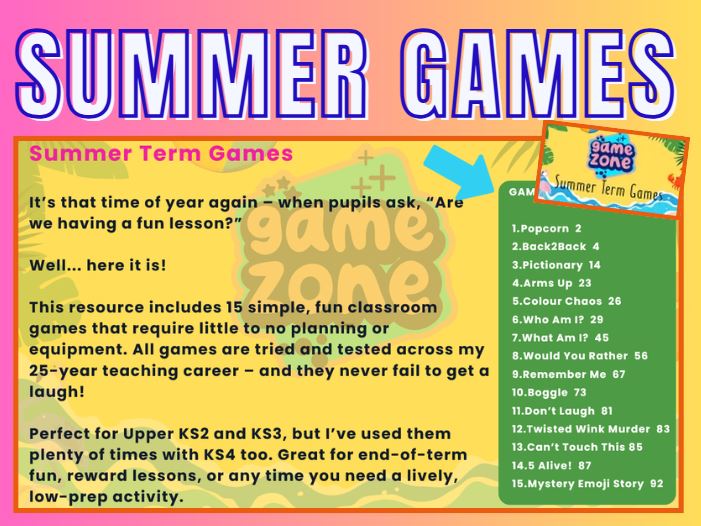 Summer Fun | Classroom Games | PowerPoint | End of Year | KS2 KS3 KS4 | No Prep, Just Play!