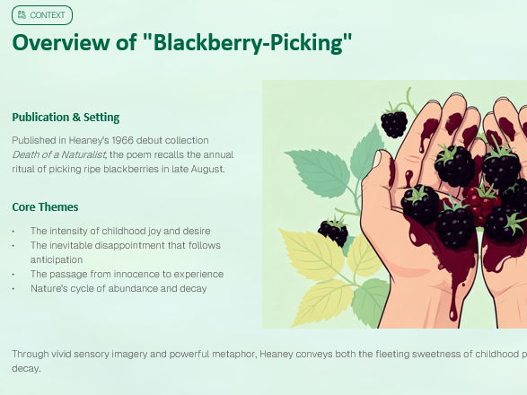 Blackberry Picking by Seamus Heaney PETAL