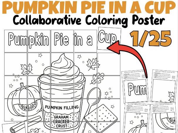 Pumpkin Pie in a Cup Collaborative Poster | Fall Thanksgiving Coloring Craft