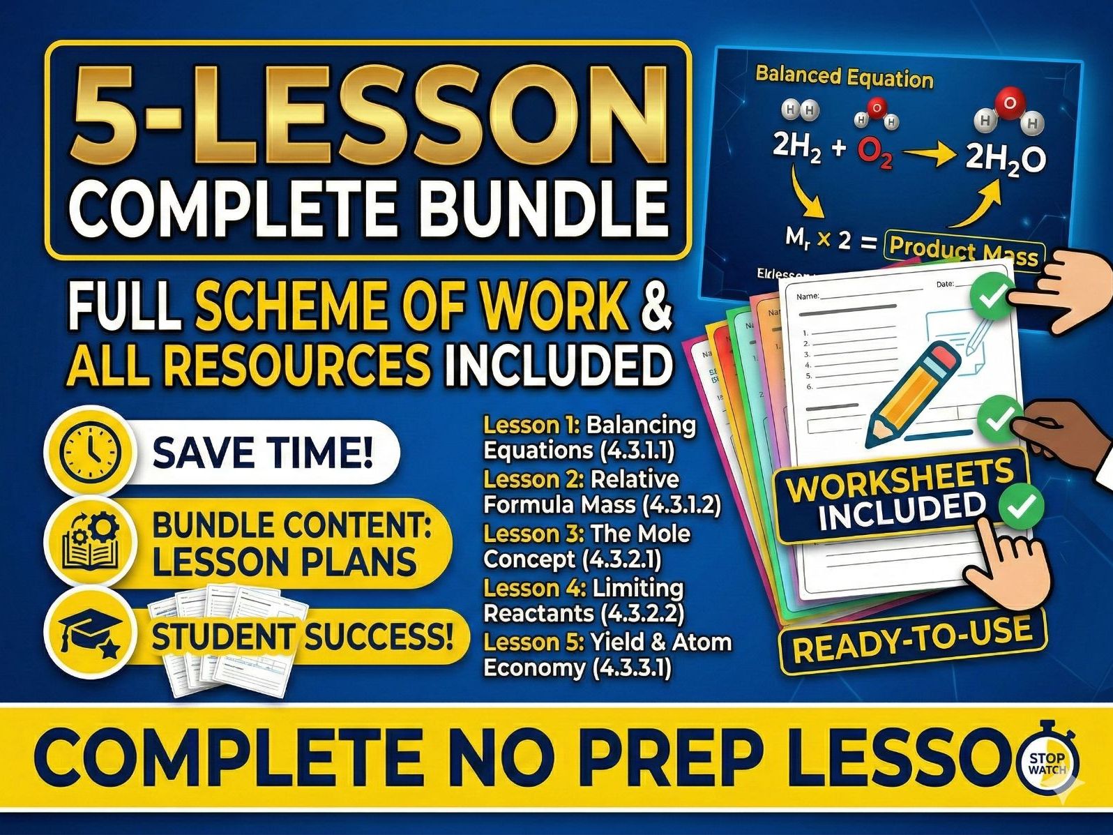 AQA GCSE Chemistry: Quantitative Chemistry (4.3) - 5 Lesson COMPLETE Unit Bundle
