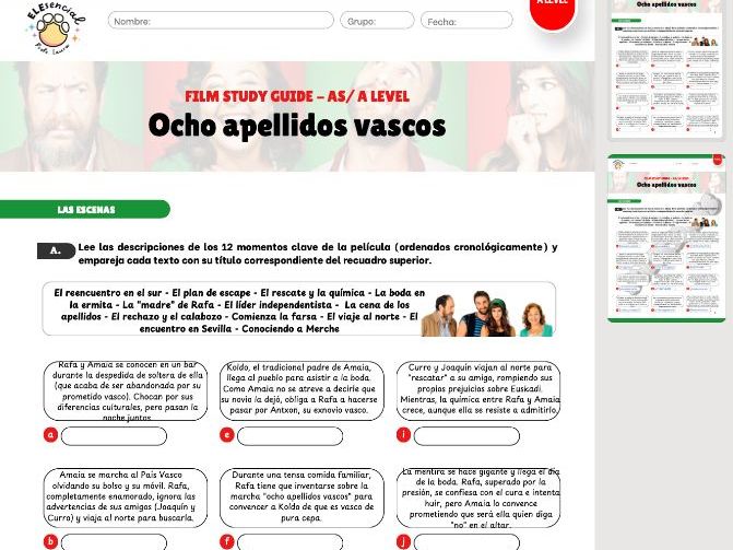 A Level Spanish Film Study Guide: Ocho Apellidos Vascos (Las escenas)