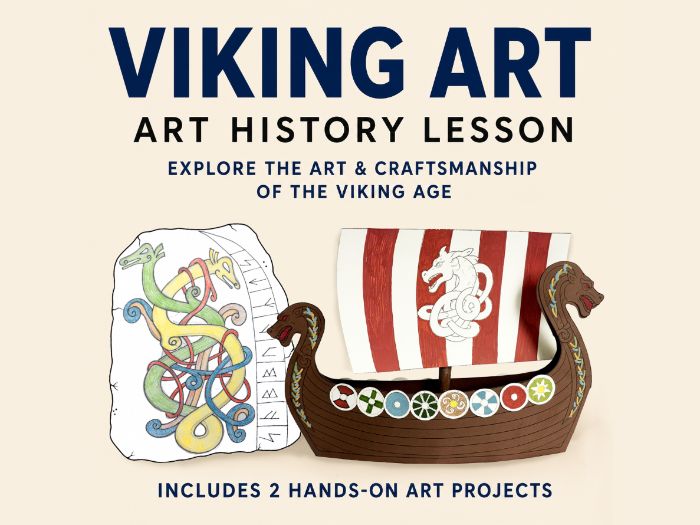 Viking Art History Lesson with 2 Art Projects – Runestone & 3D Longship