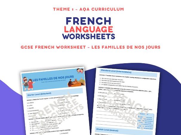 Les Familles de Nos Jours GCSE Worksheet