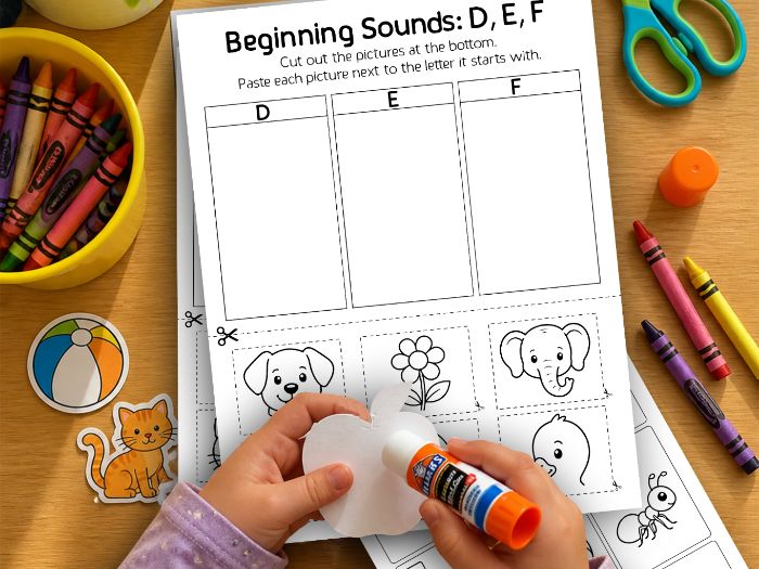 Beginning Sounds Cut and Paste Worksheets