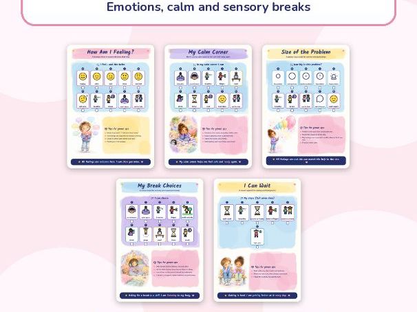 Feelings and Regulation Bundle: Emotions Check-In, Calm Corner, Sensory Breaks, Autism SEND, KS1 KS2