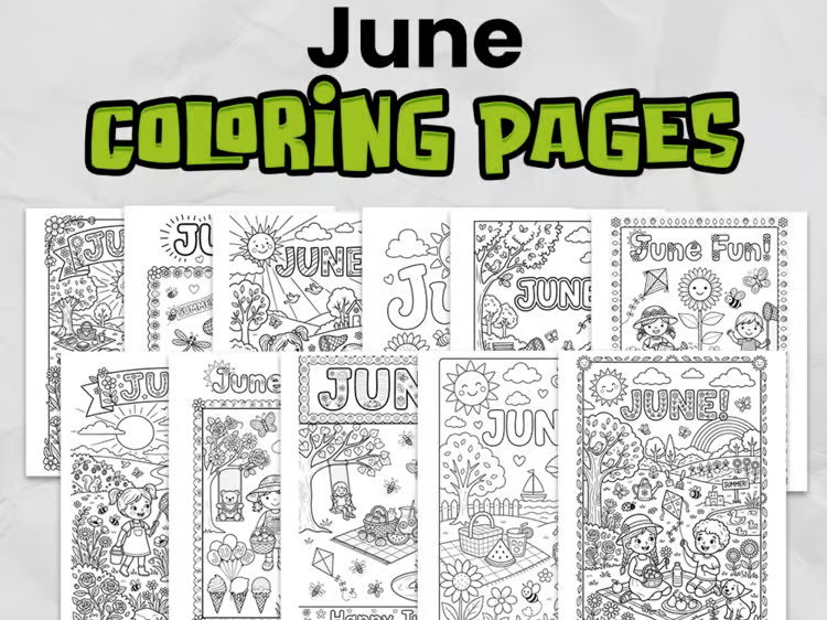 June Colouring Pages | Summer End of Term Activity | Primary Printable