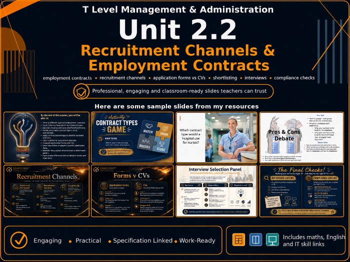 Unit 2 Spec 2.2 T Level Management & Administration - Recruitment & Contracts