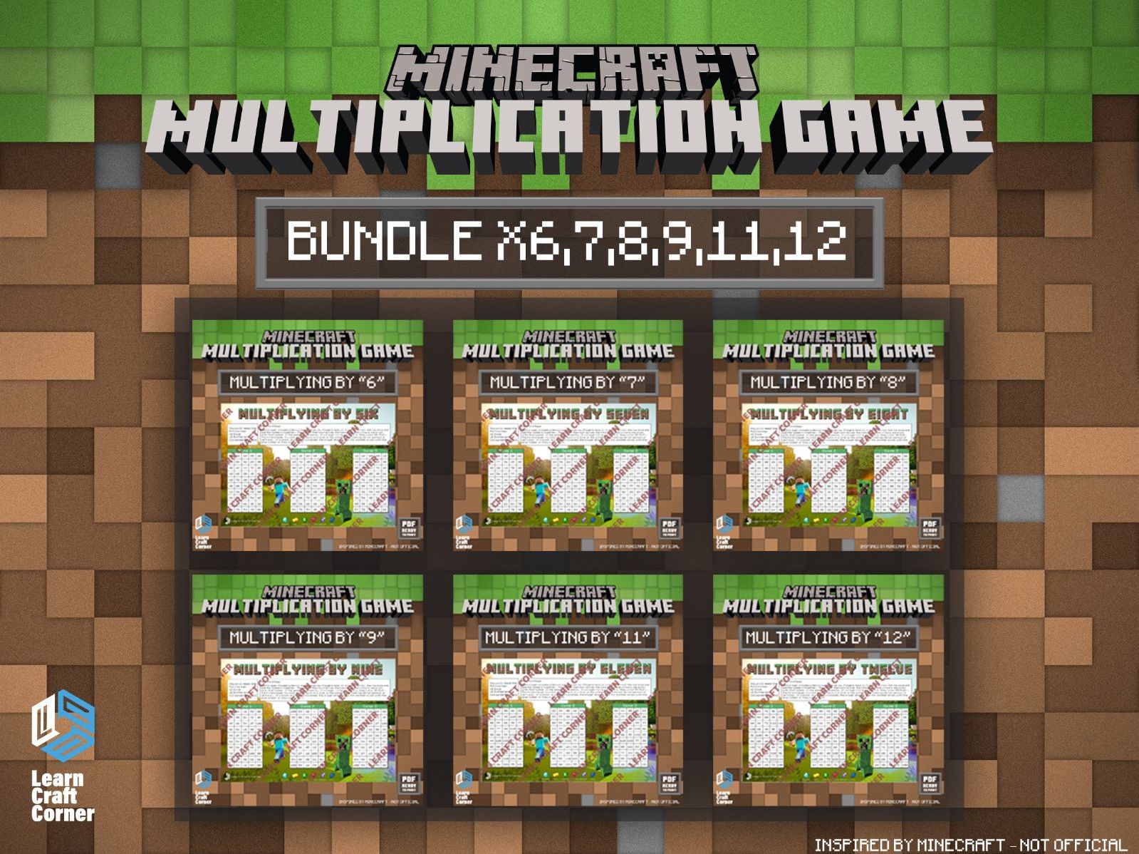 Minecraft Multiplication Games Bundle – 6, 7, 8, 9, 11 and 12 Times Tables