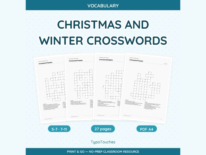 Christmas and Winter Crosswords | 27 Sheets