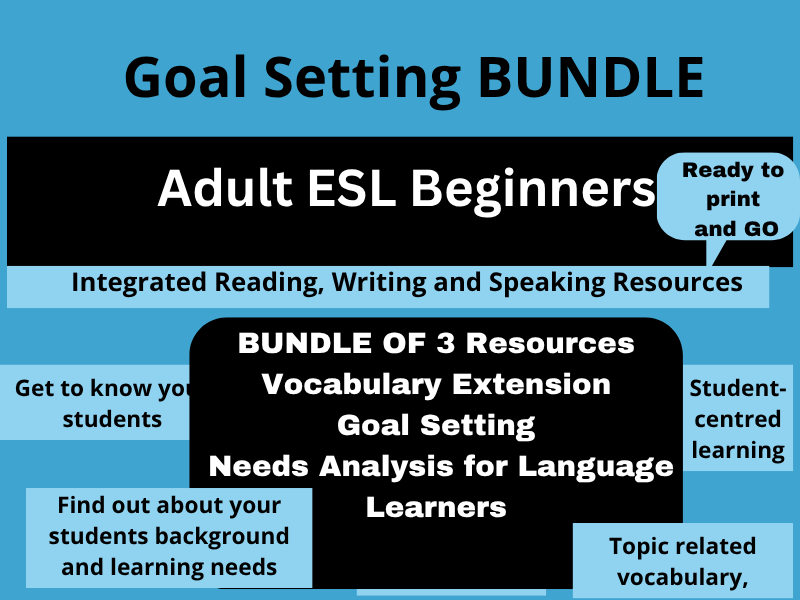 Goal Setting - Adult ESL Beginners - Back to School - Bundle