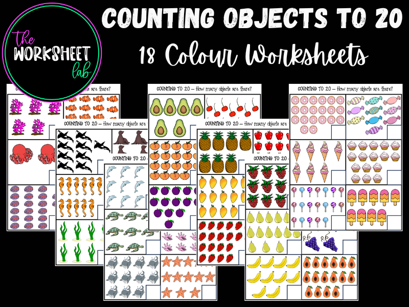 Counting Objects to 20 Worksheets in Colour