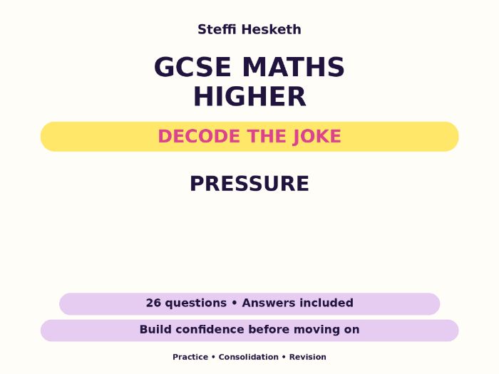 Pressure | GCSE Decode the Joke + Answers