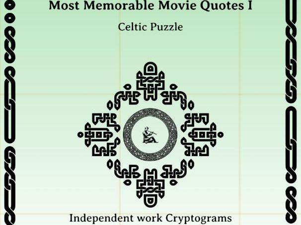 Most Memorable Movie Quotes   I - Independent work Cryptogram Puzzles for ELA