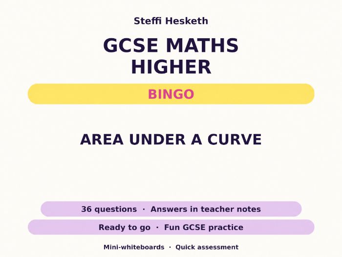 Area under a Curve GCSE Maths Higher Bingo