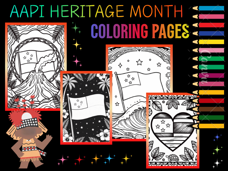 Samoa Flag Coloring Pages for Kids – AAPI Heritage Month NO PREP Printable