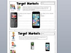 Target market homework sheets for D&T