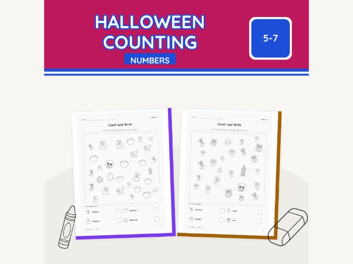 Halloween Counting Worksheets | 24 Sheets