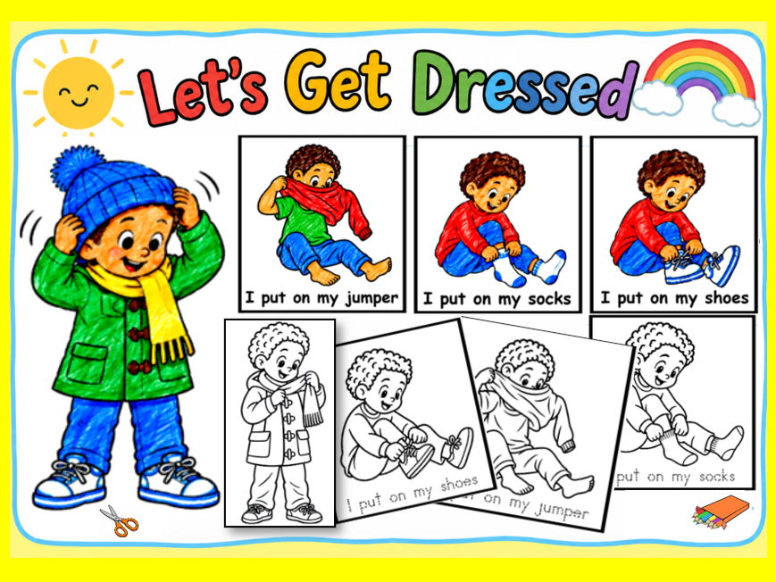 Let's Get Dressed Sequencing Sheets EYFS