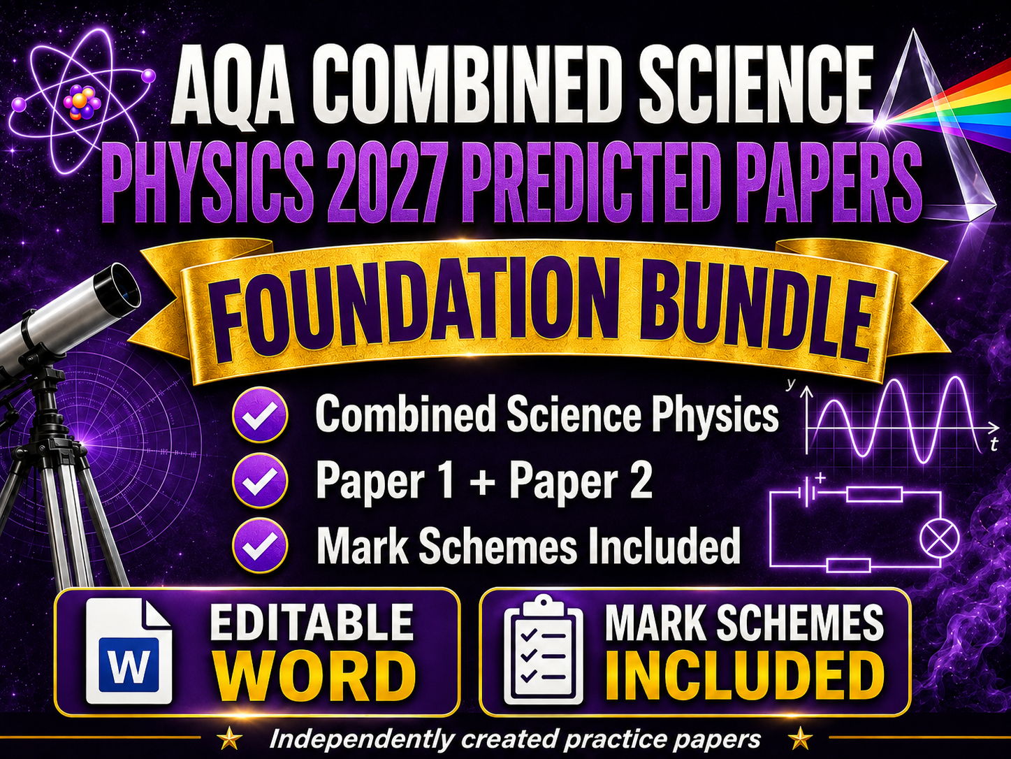 AQA Combined Science Physics Foundation 2027 Predicted Papers Bundle