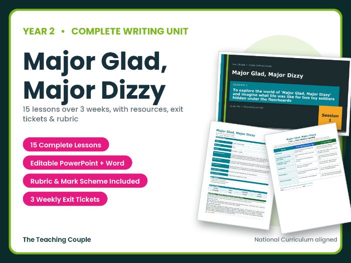 Major Glad, Major Dizzy | Year 2 English Unit | 15 Complete Lessons + Resources + Mark Scheme