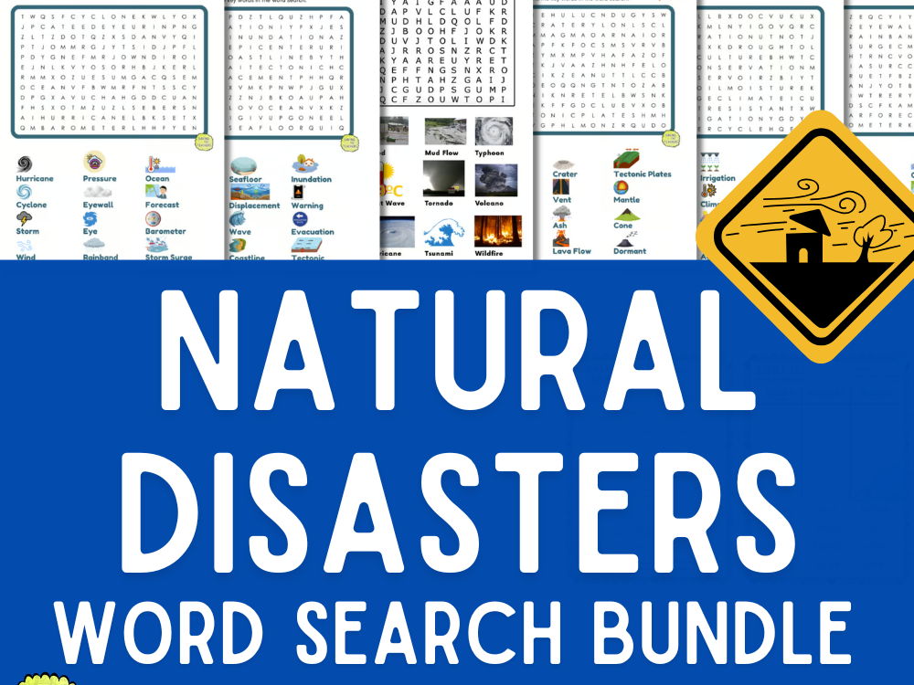 Natural Disasters Word Search Bundle | Geography & Earth Science Vocabulary Activities