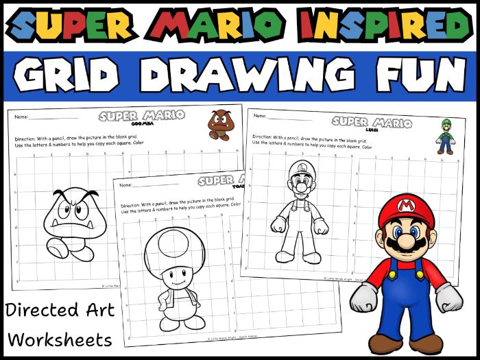 Super Mario Grid Drawing | 22 Character Activities