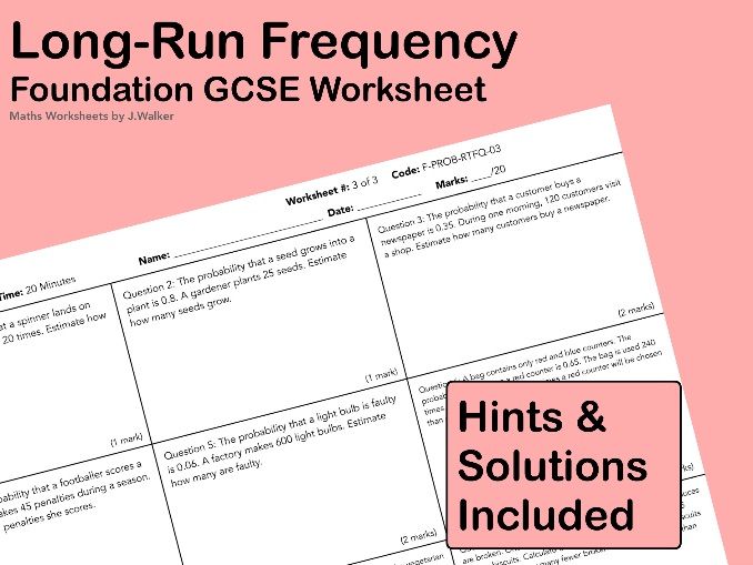 GCSE Maths Worksheet: Long-Run Frequency - Foundation Tier