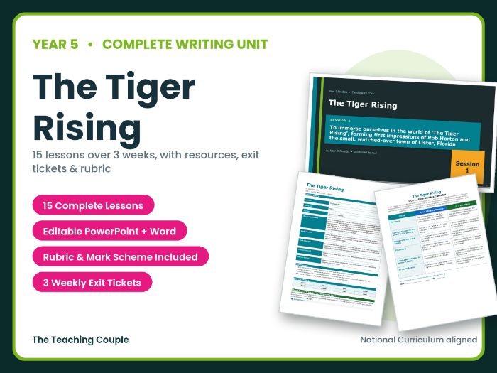 The Tiger Rising | Year 5 English Unit | 15 Complete Lessons + Resources + Mark Scheme