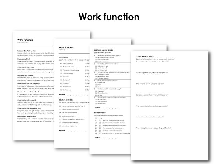 Work function (Infotext and Exercises) | Teaching Resources