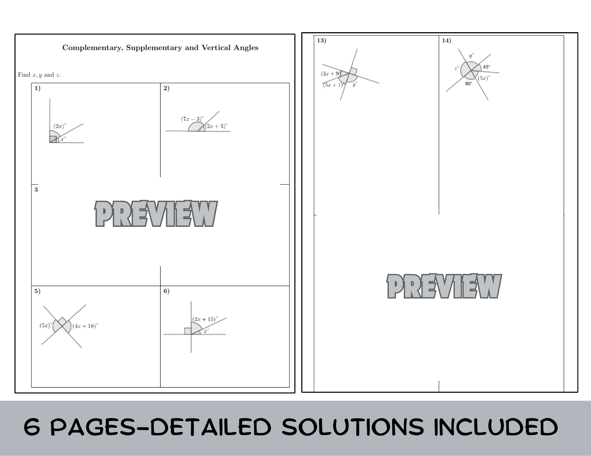 Missing Angles - Complementary, Supplementary and Vertical Angles ...