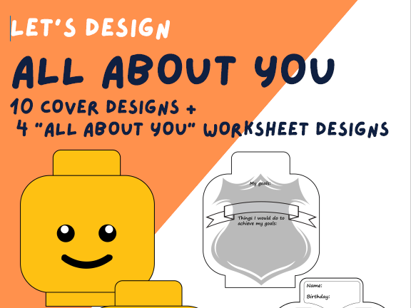All about me - Lego head bulletin board design and worksheets