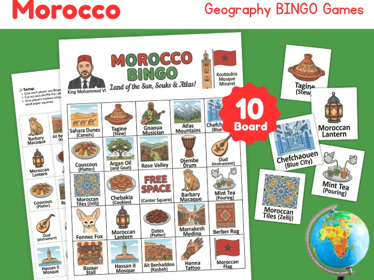 Morocco Bingo Game | Geography, Culture & Country Study Activity