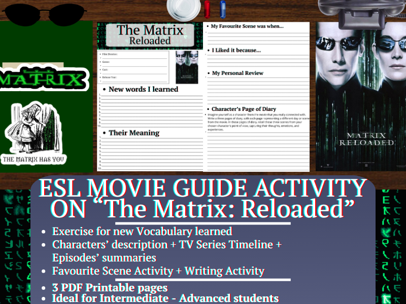 ESL Movie Guide Worksheets on "The Matrix: Reloaded"