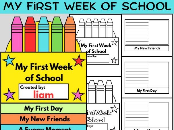 Back to school Crayon Box Flip book Craft, First Week Writing & Drawing Activity