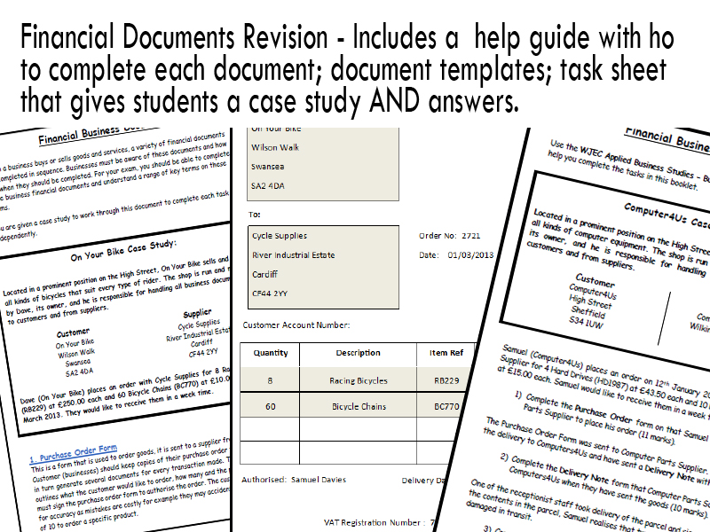 Financial Documents between Customer and Supplier