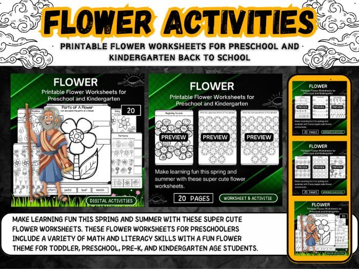 Printable Flower Worksheets for Preschool and Kindergarten back to school