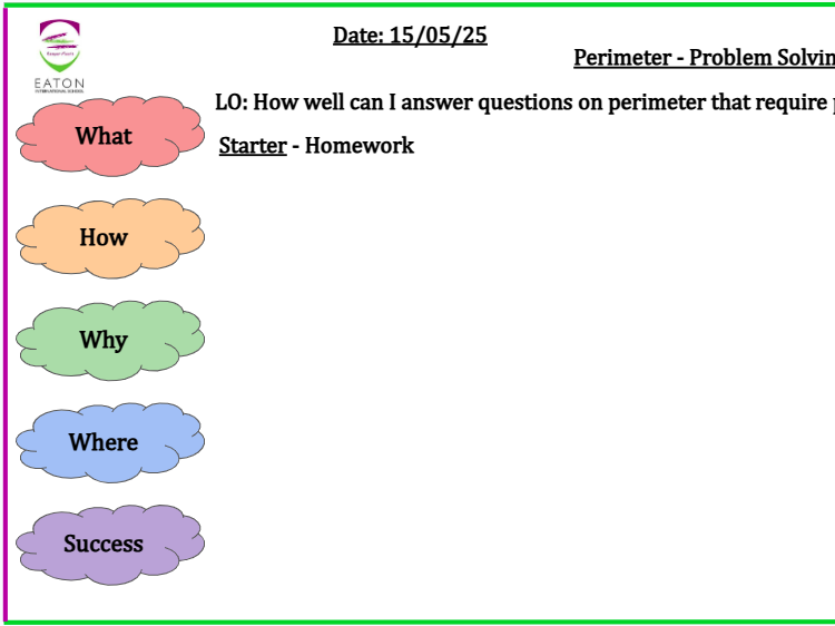 Perimeter - Problem Solving (Including worded questions)