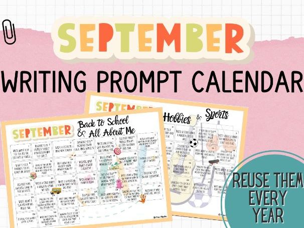 September Writing Prompt Calendar – Daily Journal Prompts (ESL/EAL | Morning Work | Primary KS1 KS2)