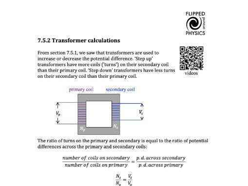 Transformers calculations