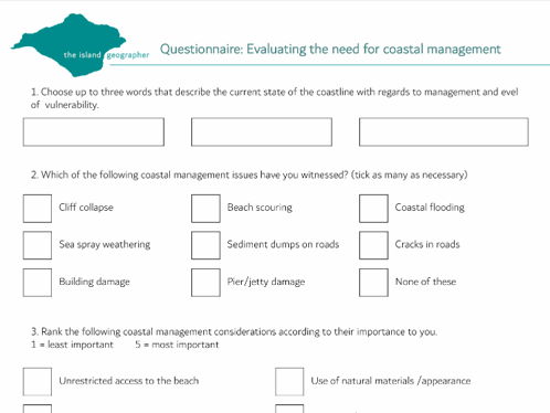 Questionnaire: Evaluating the need for coastal management