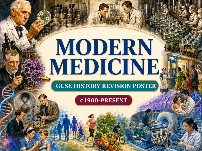 Modern Medicine c1900–Present GCSE History Revision Poster | Medicine Through Time