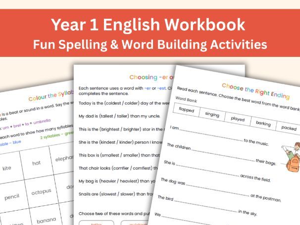 Spelling and Word Building Workbook – Year 1 Tricky Words, Suffixes, Prefixes and Syllables