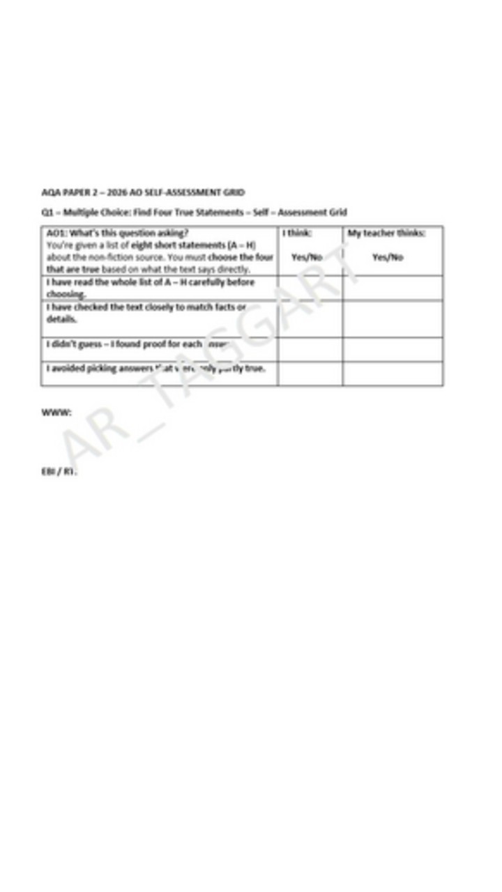 One AQA 2026 GCSE English Language Paper 2 Mock | AO Grids - (Har ...