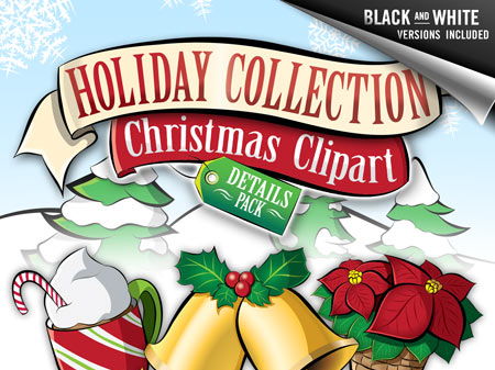 Christmas Clip Art: Details Pack - Santa Hat, Holly & Ivy, +more