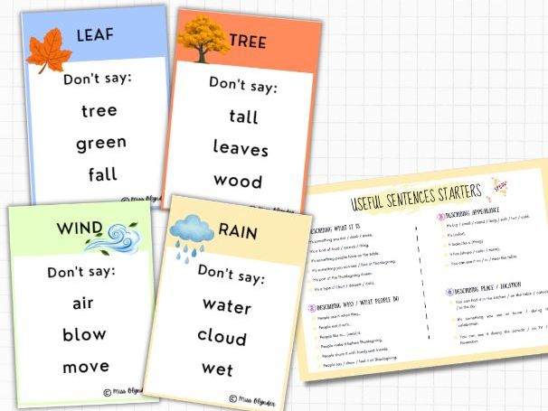 Autumn Taboo Game – ESL Speaking Activity | Fall Vocabulary | No Prep | 32 Cards | KS2