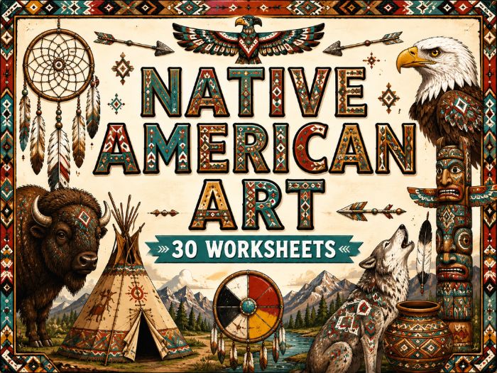 Native American Art Worksheets | 30 Inspiring Drawing & Design Activities | KS2 KS3 Art Cover Lesson