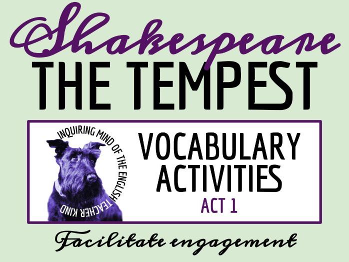 Shakespeare's The Tempest Act 1 Vocabulary Activities | Crossword Puzzle | Word Search | Worksheet