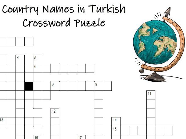 TR Country Names in Turkish Crossword Puzzle Teaching Resources