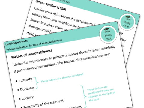 Nuisance and Rylands v Fletcher - Lesson slides (OCR A-level law)