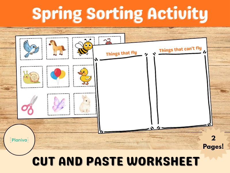Spring Sorting Activity | Cut and Paste Worksheet | EYFS / KS1